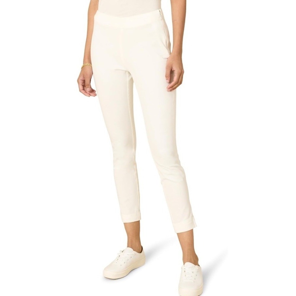 Amazon Essentials Women's Slim-Fit Bi-Stretch Side Zip Ankle Pant Size 18 Cream